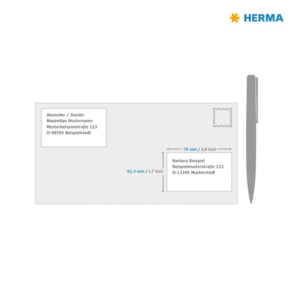HERMA Permanent Labels PREMIUM A4 70x42.3 mm 100 Sheets