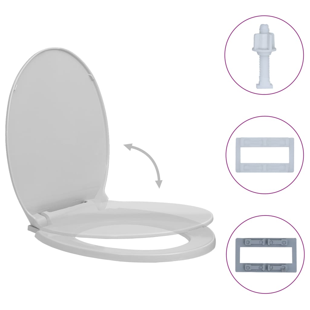 vidaXL Soft-Close Toilet Seat Light Grey Oval