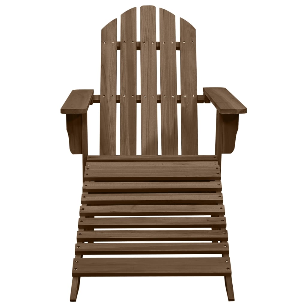vidaXL Garden Adirondack Chair with Ottoman&Table Solid Fir Wood Brown