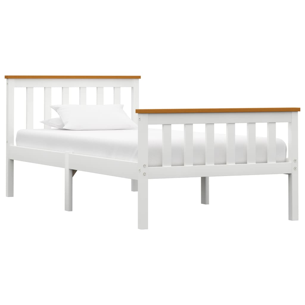 vidaXL Bed Frame White Solid Pinewood 90 x 190 cm
