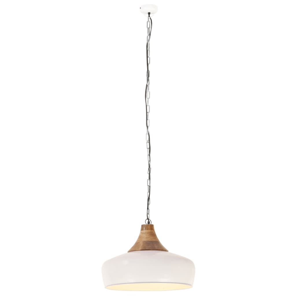 vidaXL Industrial Hanging Lamp White Iron & Solid Wood 35 cm E27