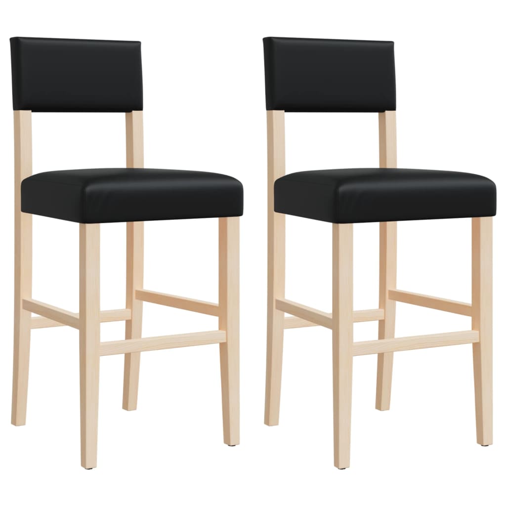 vidaXL Bar Chairs 2 pcs Solid Wood Rubber and Faux Leather