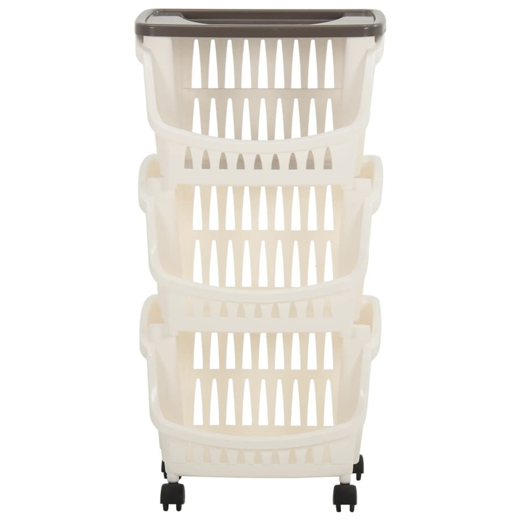 vidaXL Kitchen Trolley White and Taupe