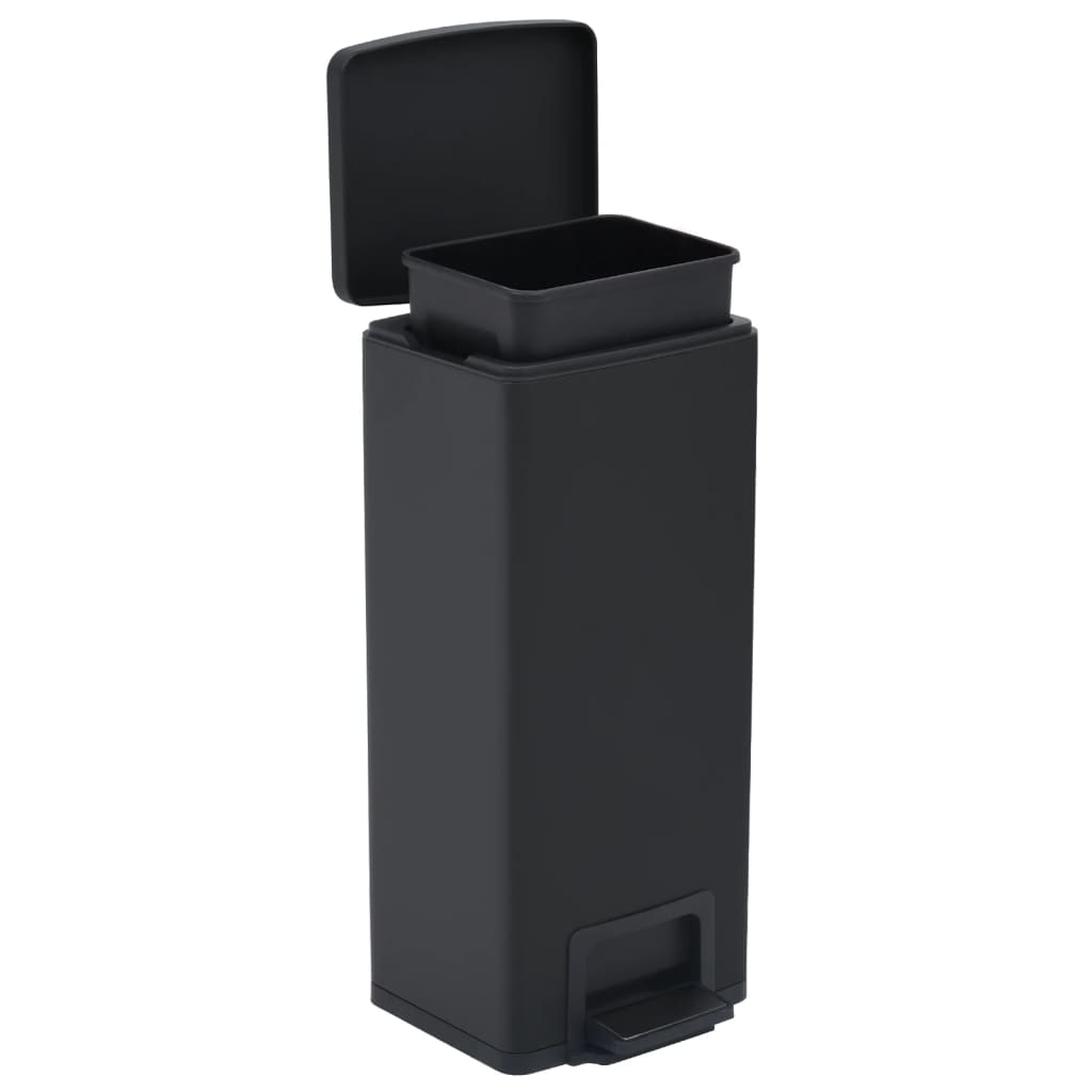 vidaXL Dustbin with Pedal Anti-fingerprint 30L Black Stainless Steel