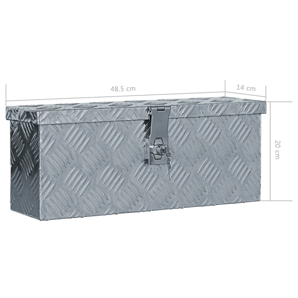 vidaXL Aluminium Box 48.5x14x20 cm Silver