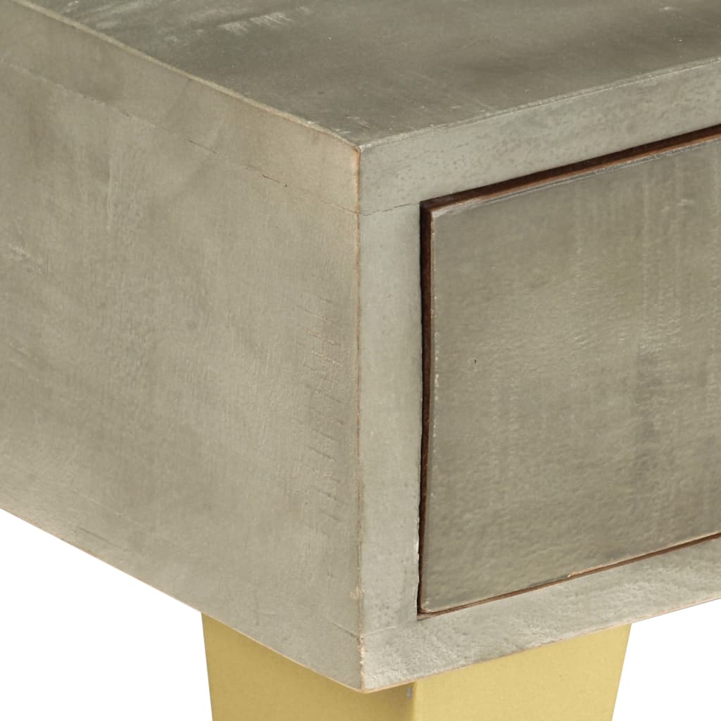 vidaXL Coffee Table Solid Mango Wood Grey with Brass 110x60x35 cm