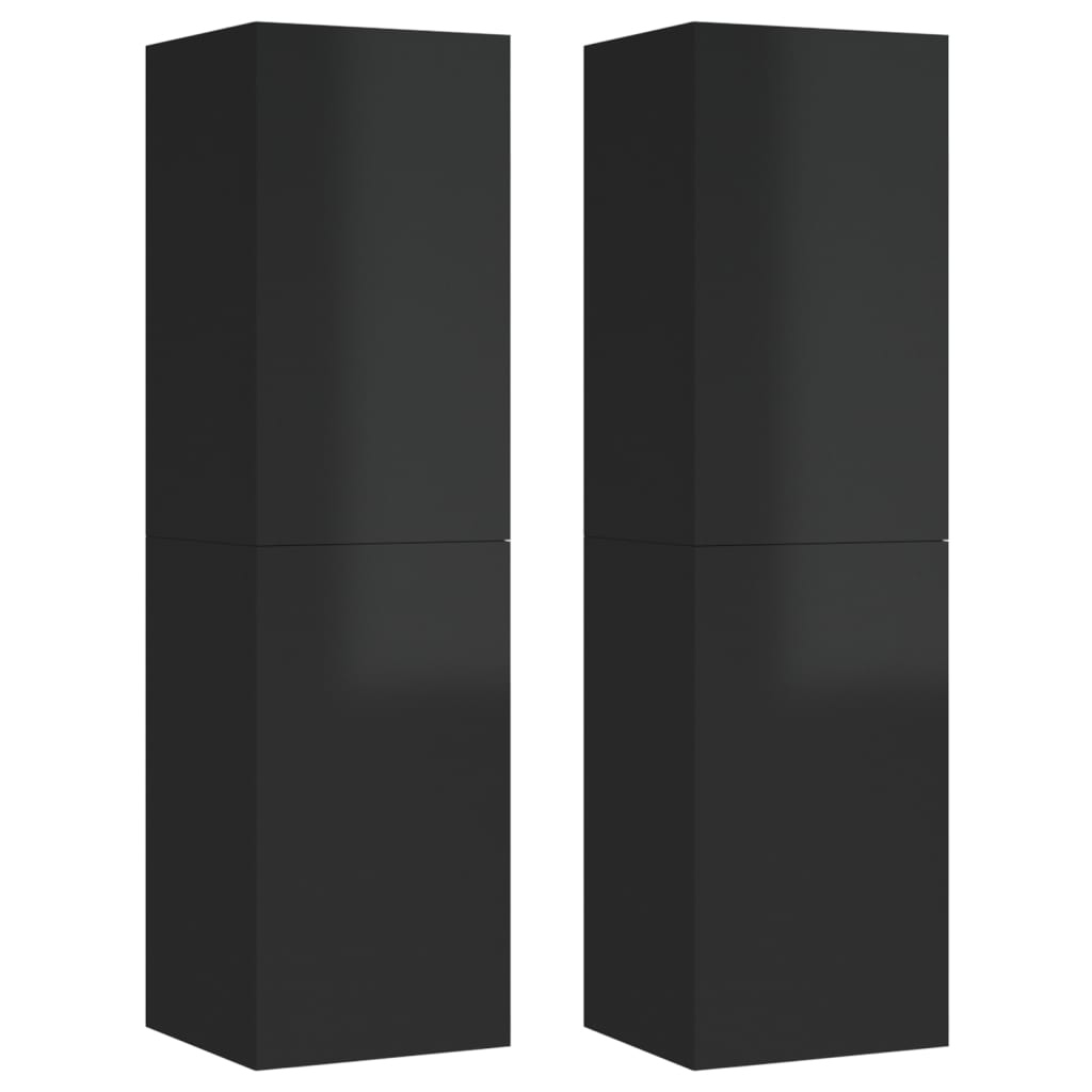 vidaXL TV Cabinets 2 pcs High Gloss Black 30.5x30x110 cm Engineered Wood