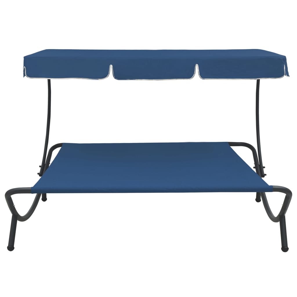 vidaXL Outdoor Lounge Bed with Canopy Blue
