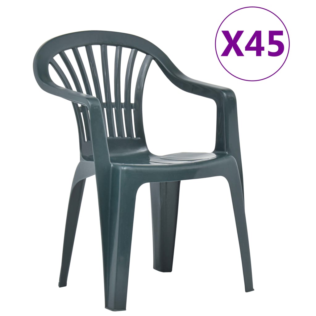 vidaXL Stackable Garden Chairs 45 pcs Plastic Green