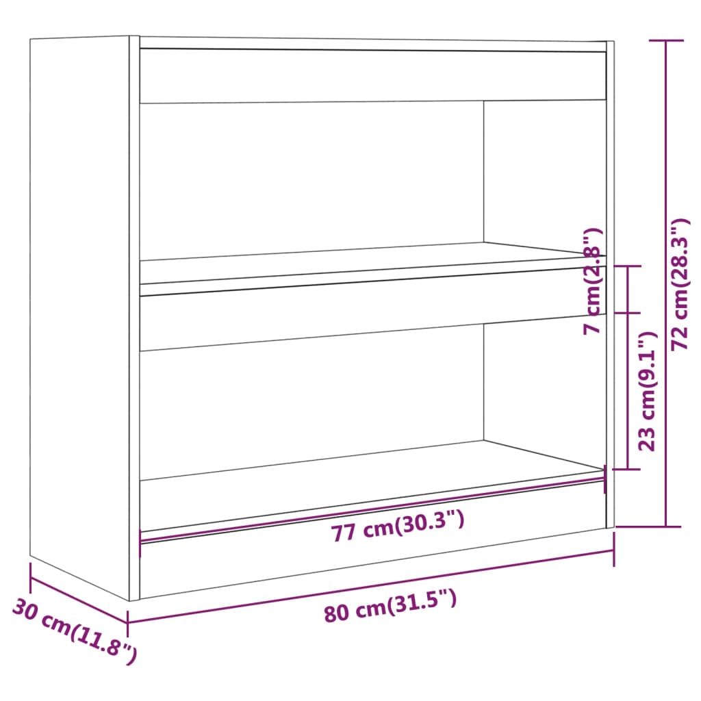 vidaXL Book Cabinet/Room Divider Black 80x30x72 cm