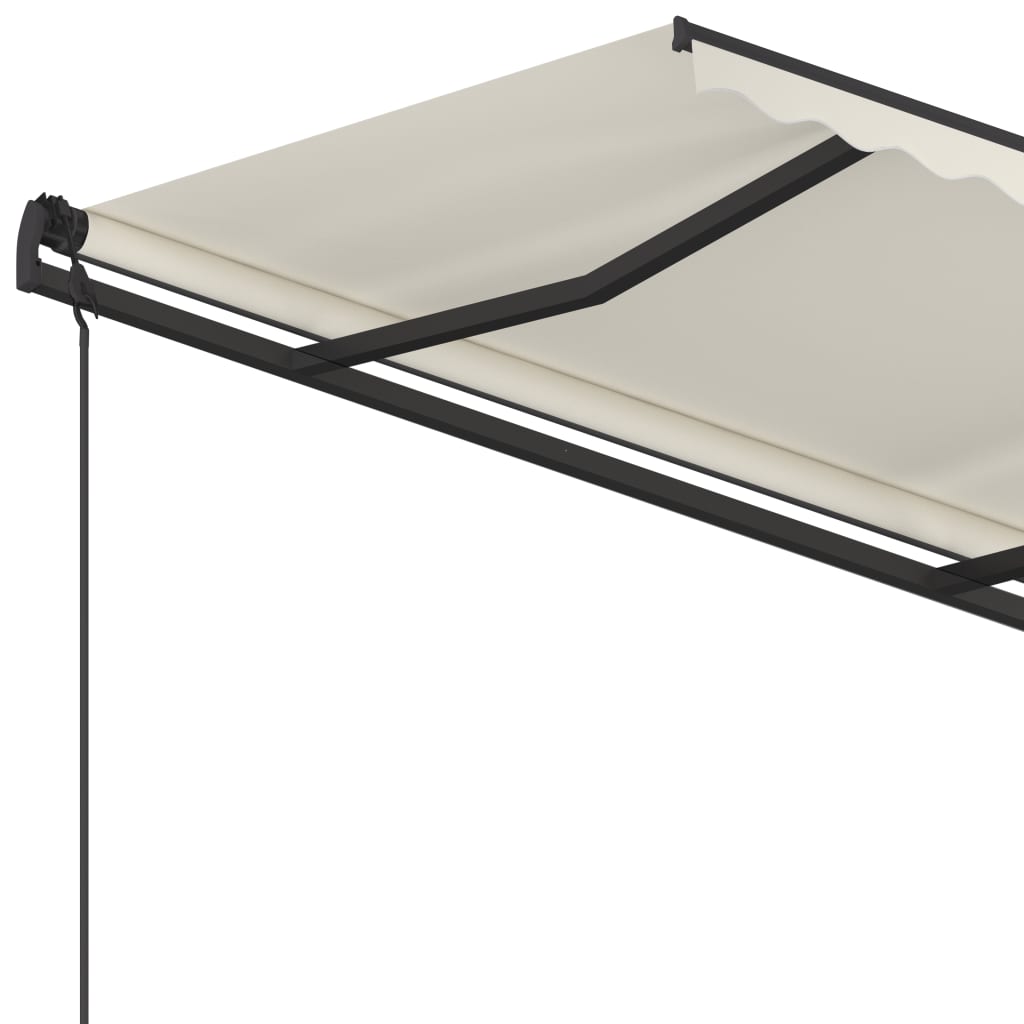 vidaXL Automatic Retractable Awning with Posts 4.5x3.5 m Cream