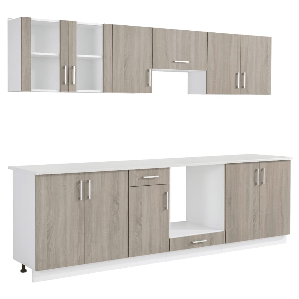 vidaXL Kitchen Cabinet Unit 8 Pieces Oak Look