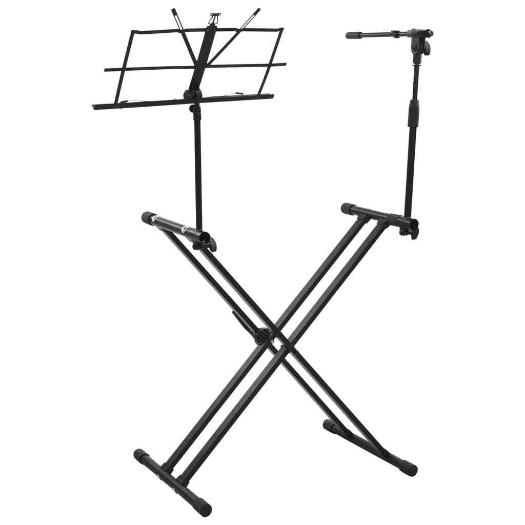 vidaXL Keyboard Stand with Microphone Stand and Book Plate