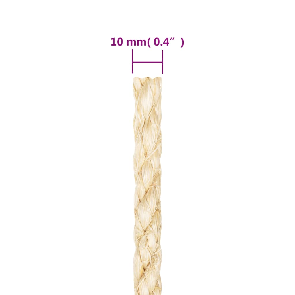 vidaXL Rope 100% Sisal 10 mm 25 m
