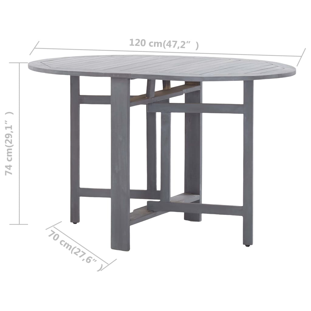 vidaXL Garden Table Grey 120x70x74 cm Solid Acacia Wood