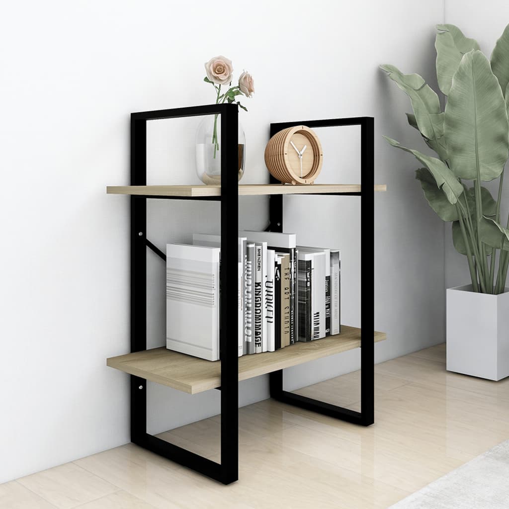vidaXL 2-Tier Book Cabinet Sonoma Oak 60x30x70 cm Engineered Wood