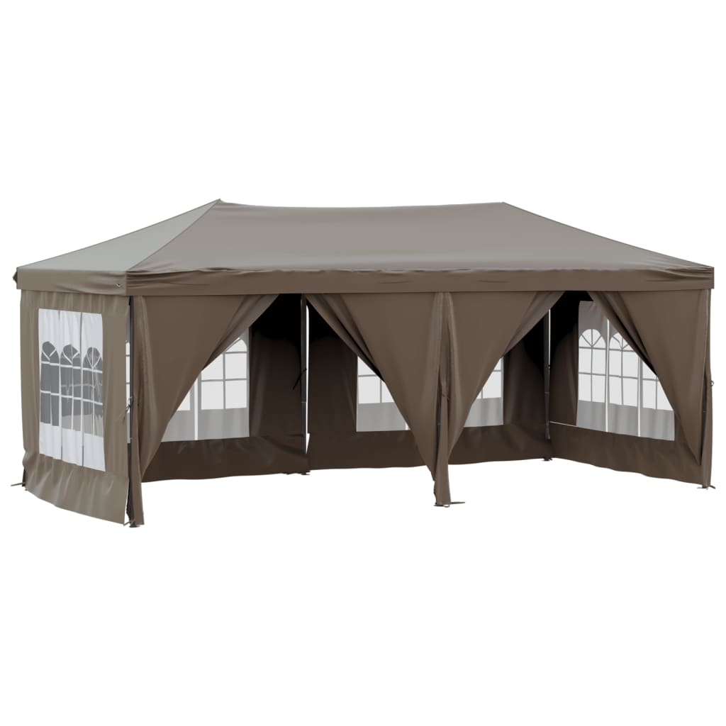 vidaXL Folding Party Tent with Sidewalls Taupe 3x6 m