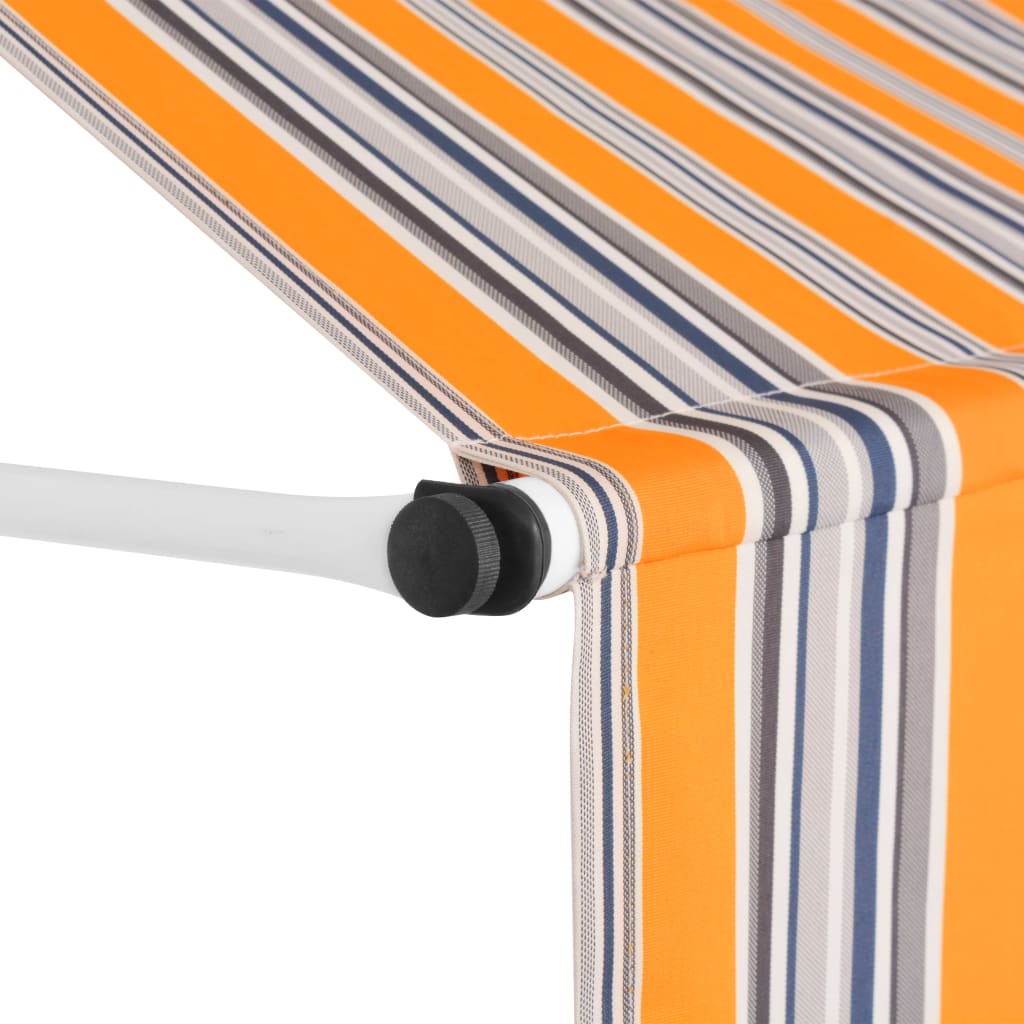 vidaXL Manual Retractable Awning 150 cm Yellow and Blue Stripes