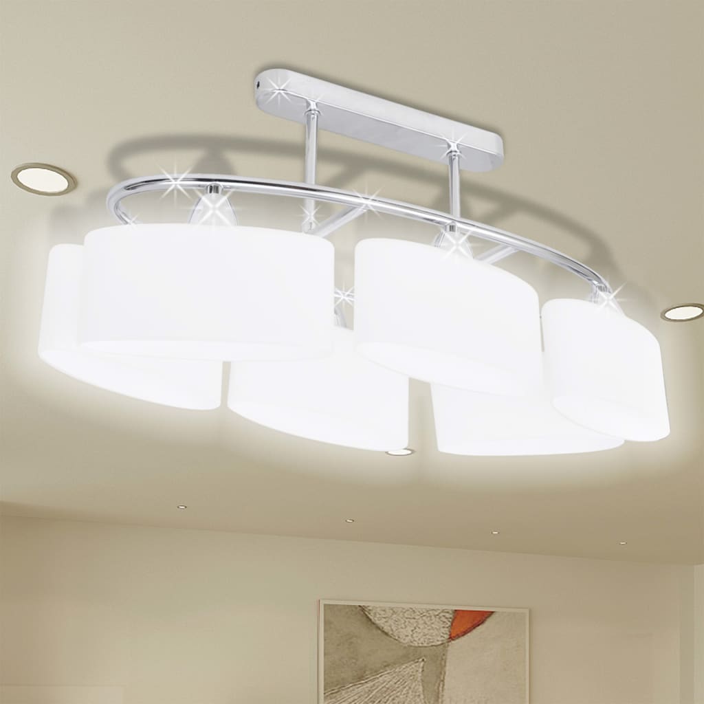 vidaXL Ceiling Lamp with Ellipsoid Glass Shades 2 pcs E14