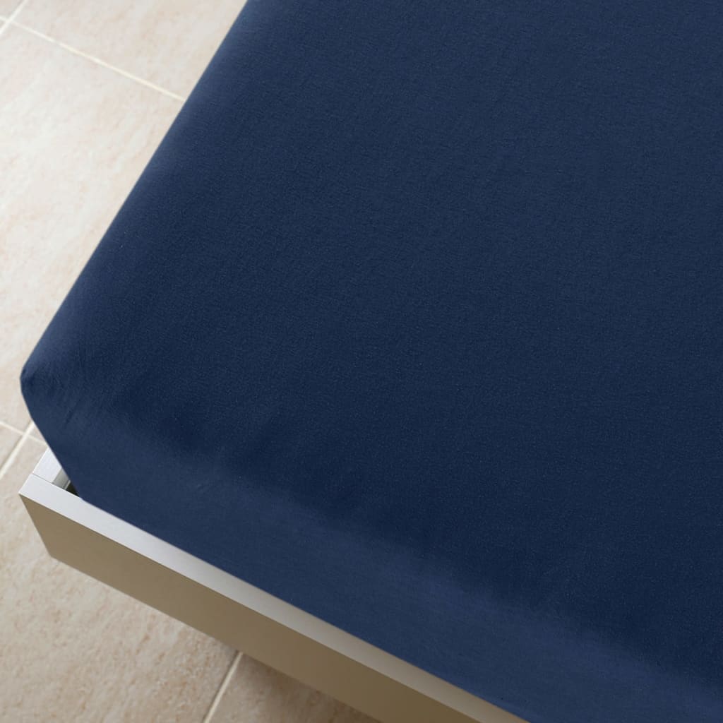 vidaXL Jersey Fitted Sheet Navy Blue 140x200 cm Cotton