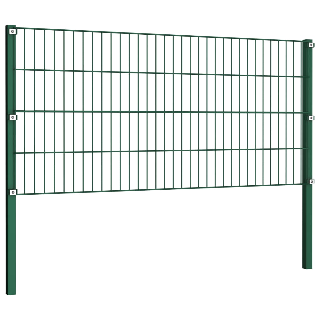vidaXL Fence Panel with Posts Iron 13.6x0.8 m Green