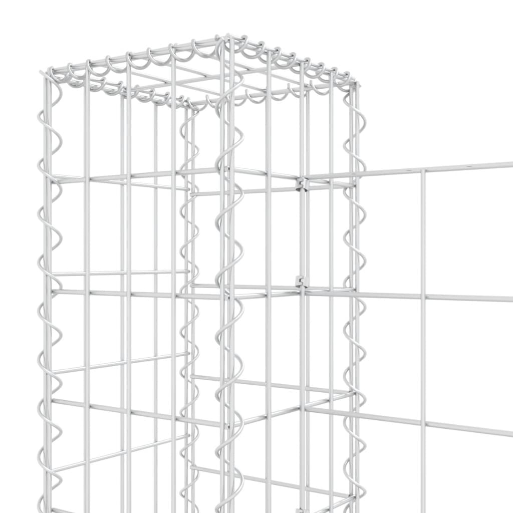 vidaXL U-shape Gabion Basket with 7 Posts Iron 740x20x100 cm