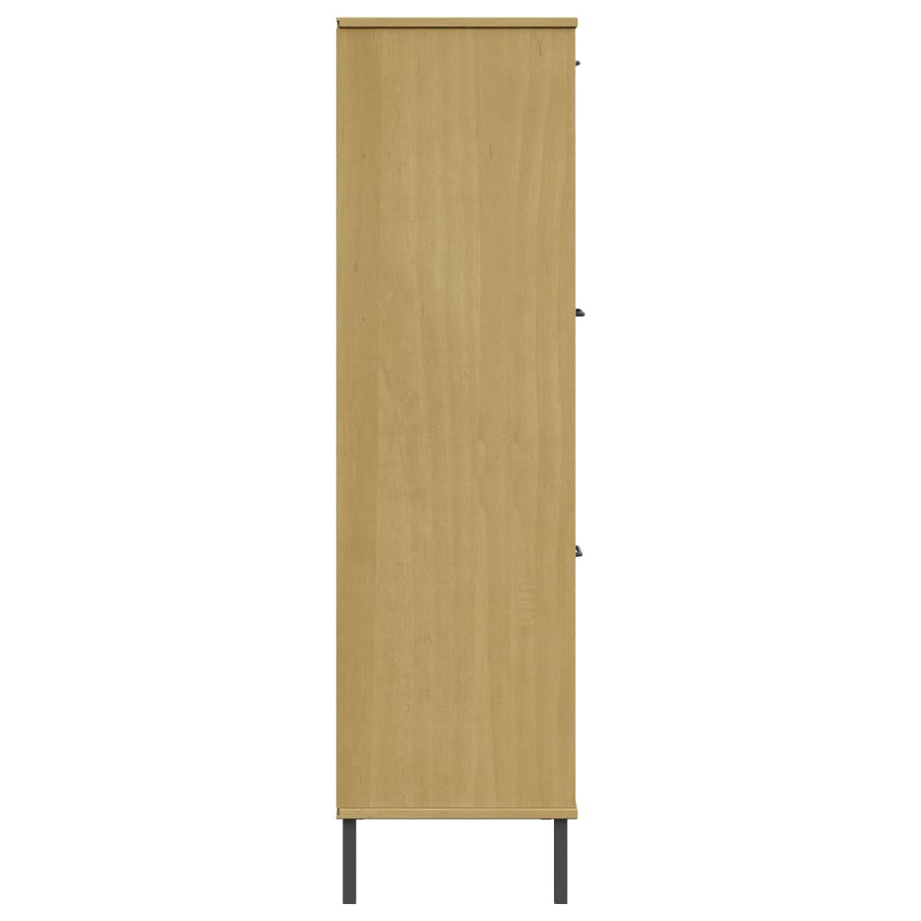 vidaXL Bookcase with Metal Legs Brown 90x35x128.5 cm Solid Wood OSLO