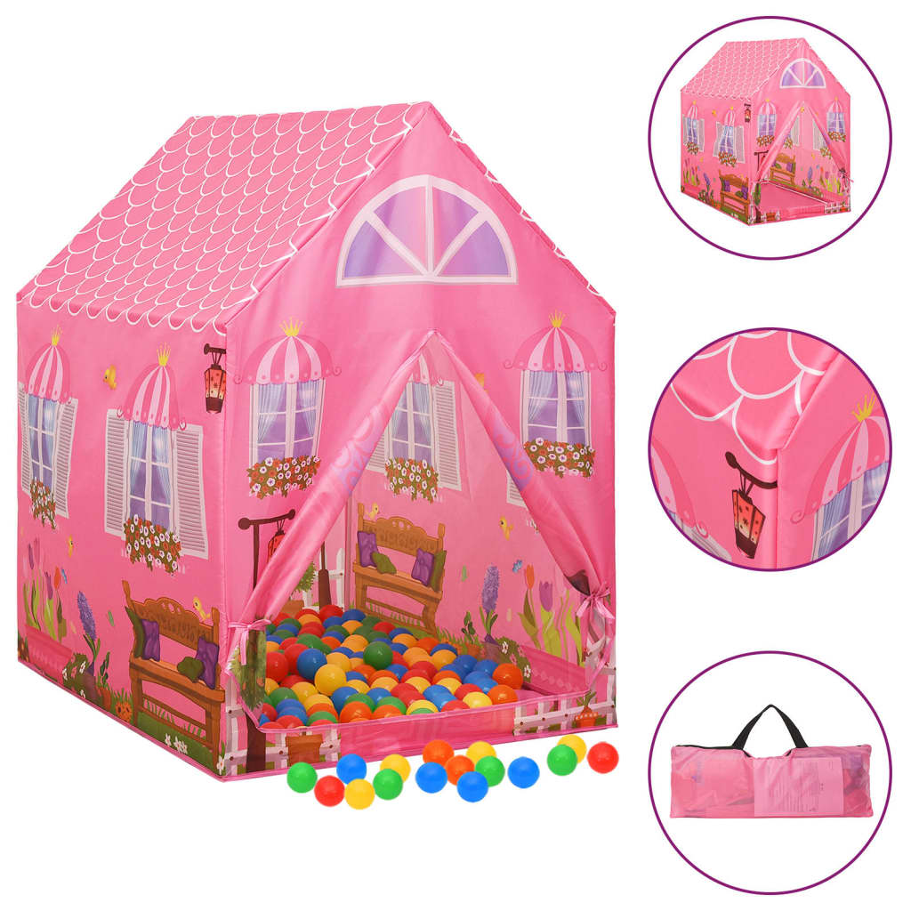 vidaXL Children Play Tent with 250 Balls Pink 69x94x104 cm
