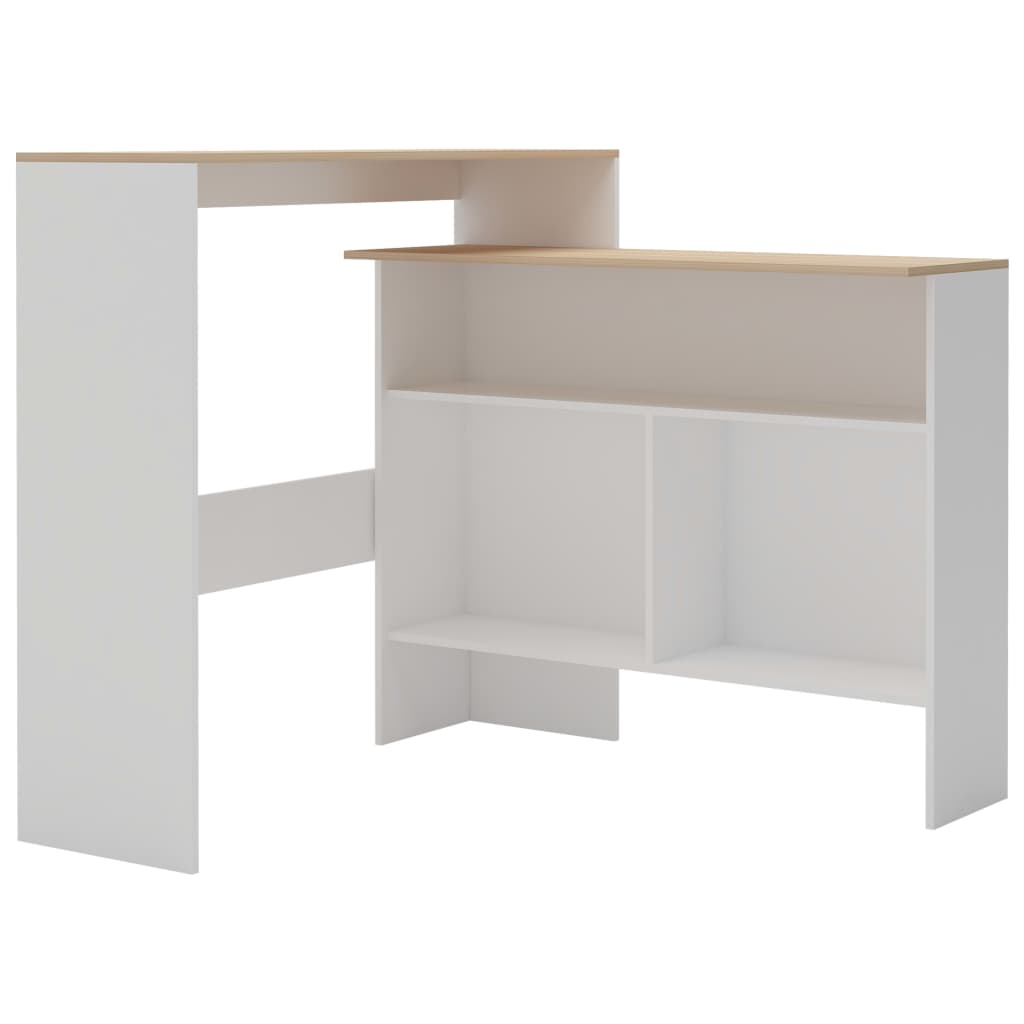 vidaXL Bar Table with 2 Table Tops White and Oak 130x40x120 cm