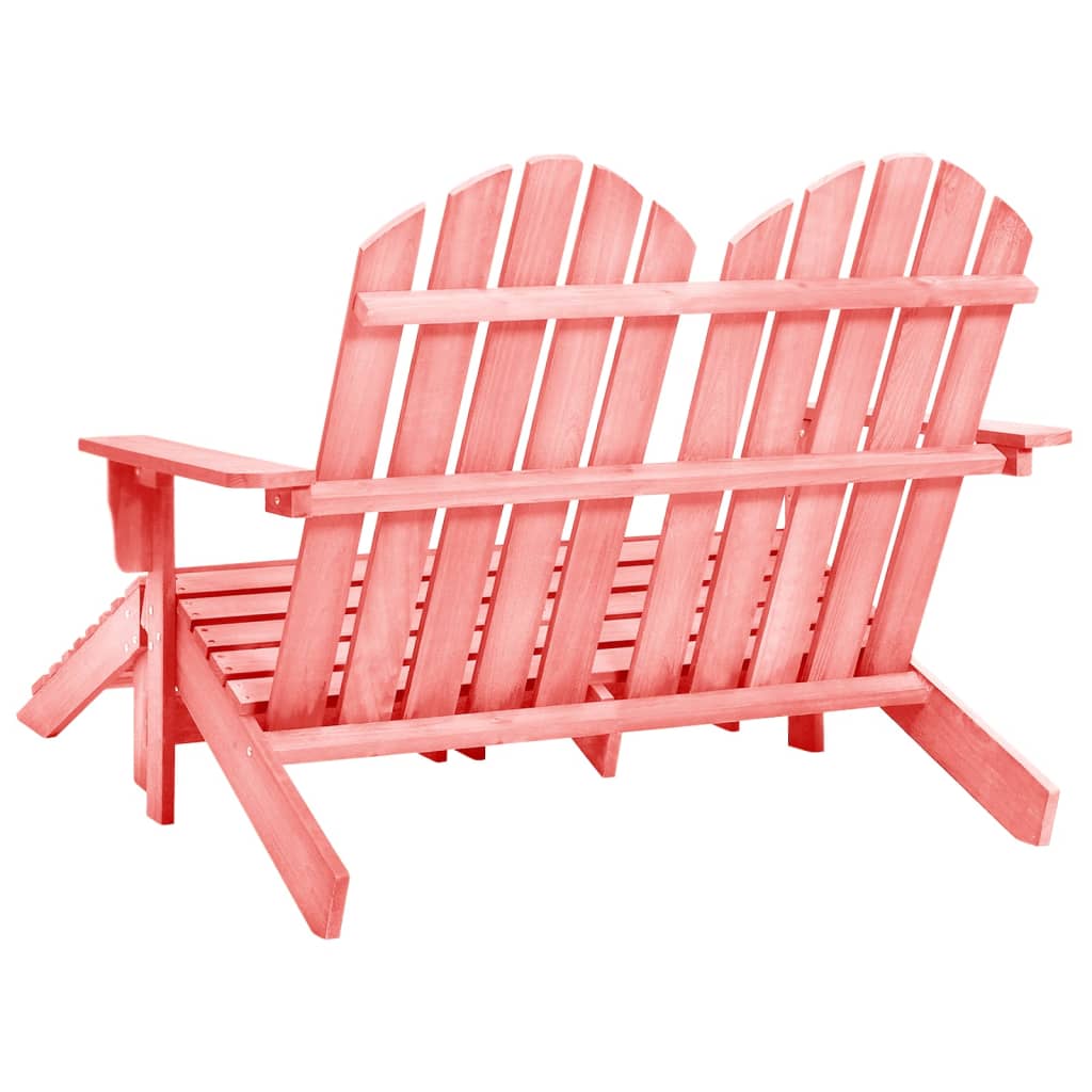 vidaXL 2-Seater Garden Adirondack Chair&Ottoman Fir Wood Pink