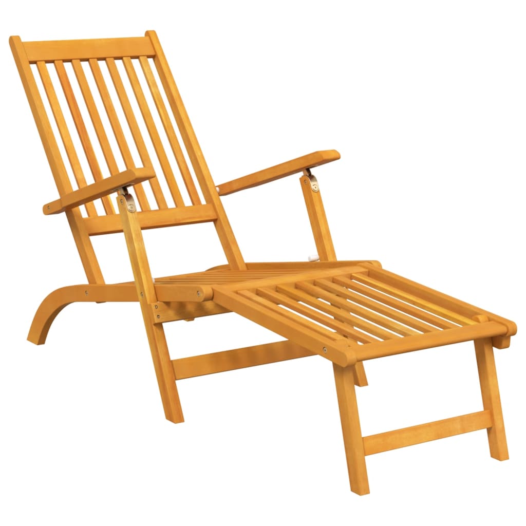 vidaXL Outdoor Deck Chair with Footrest and Table Solid Wood Acacia
