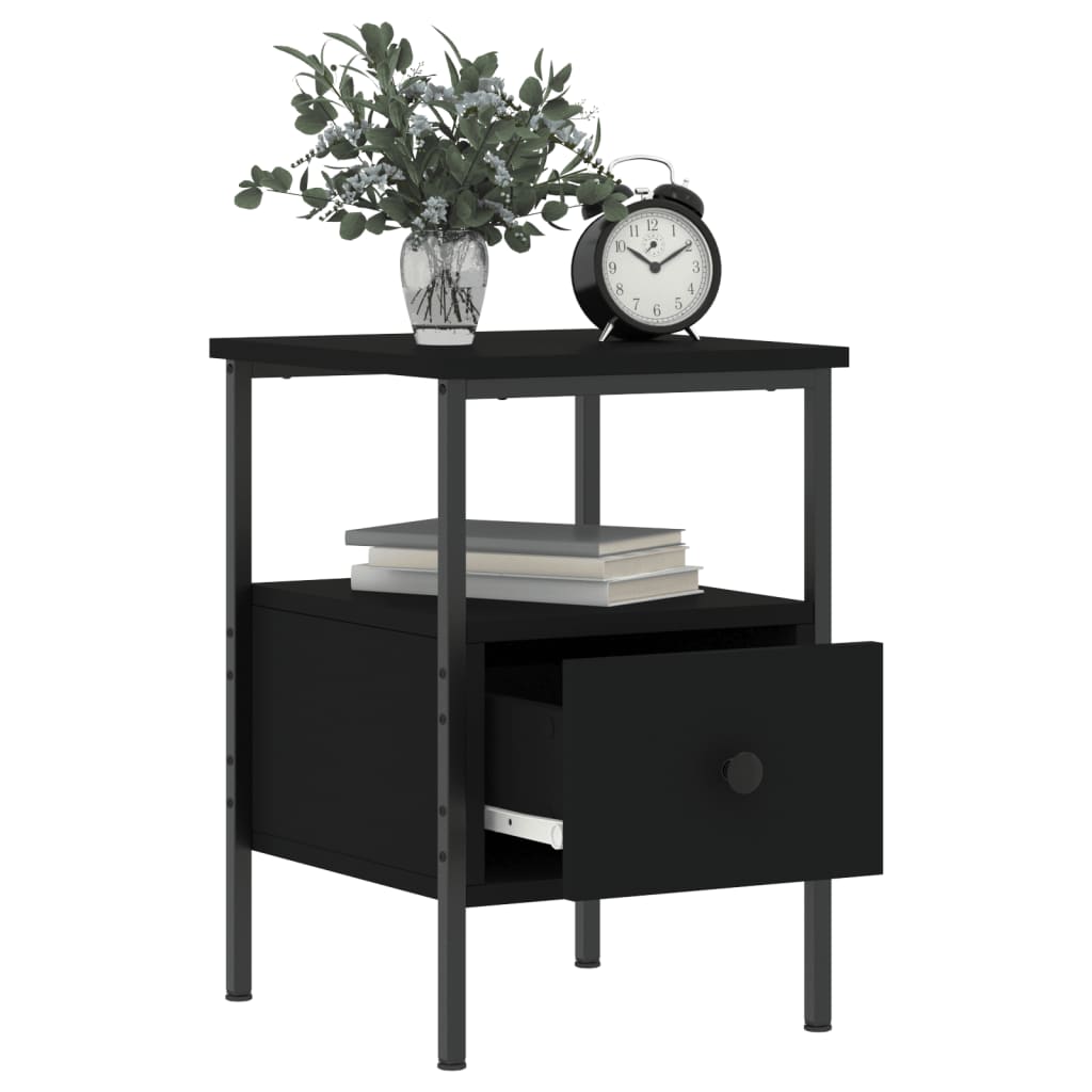 vidaXL Bedside Cabinet Black 34x36x50 cm Engineered Wood