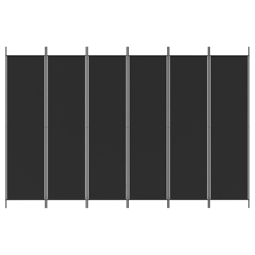 vidaXL 6-Panel Room Divider Black 300x200 cm Fabric