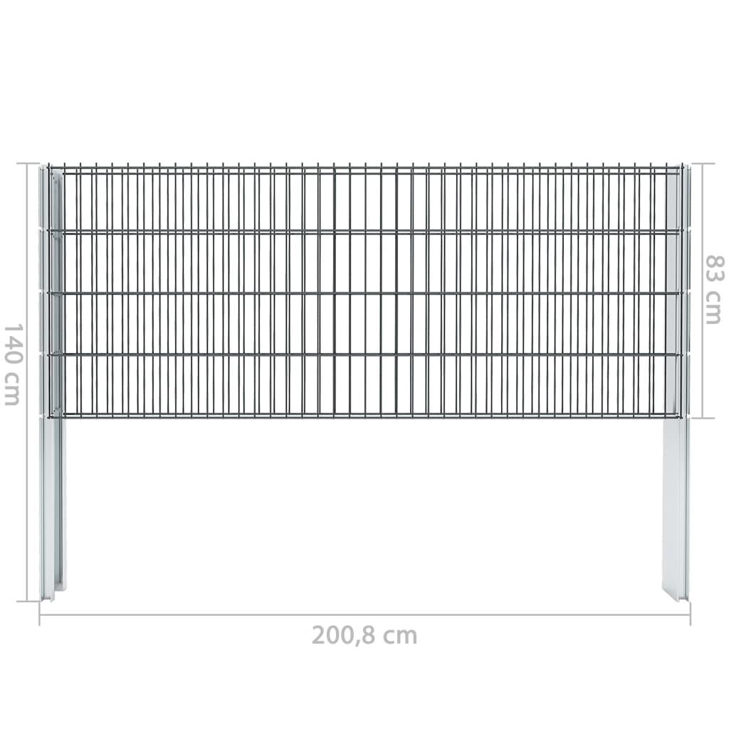 vidaXL 2D Gabion Fence Galvanised Steel 2.008x0.83 m 6 m (Total Length) Grey