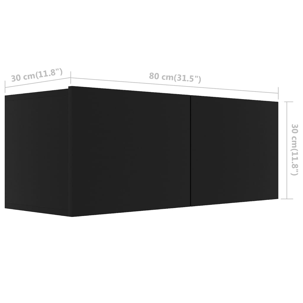 vidaXL TV Cabinet Black 80x30x30 cm Engineered Wood