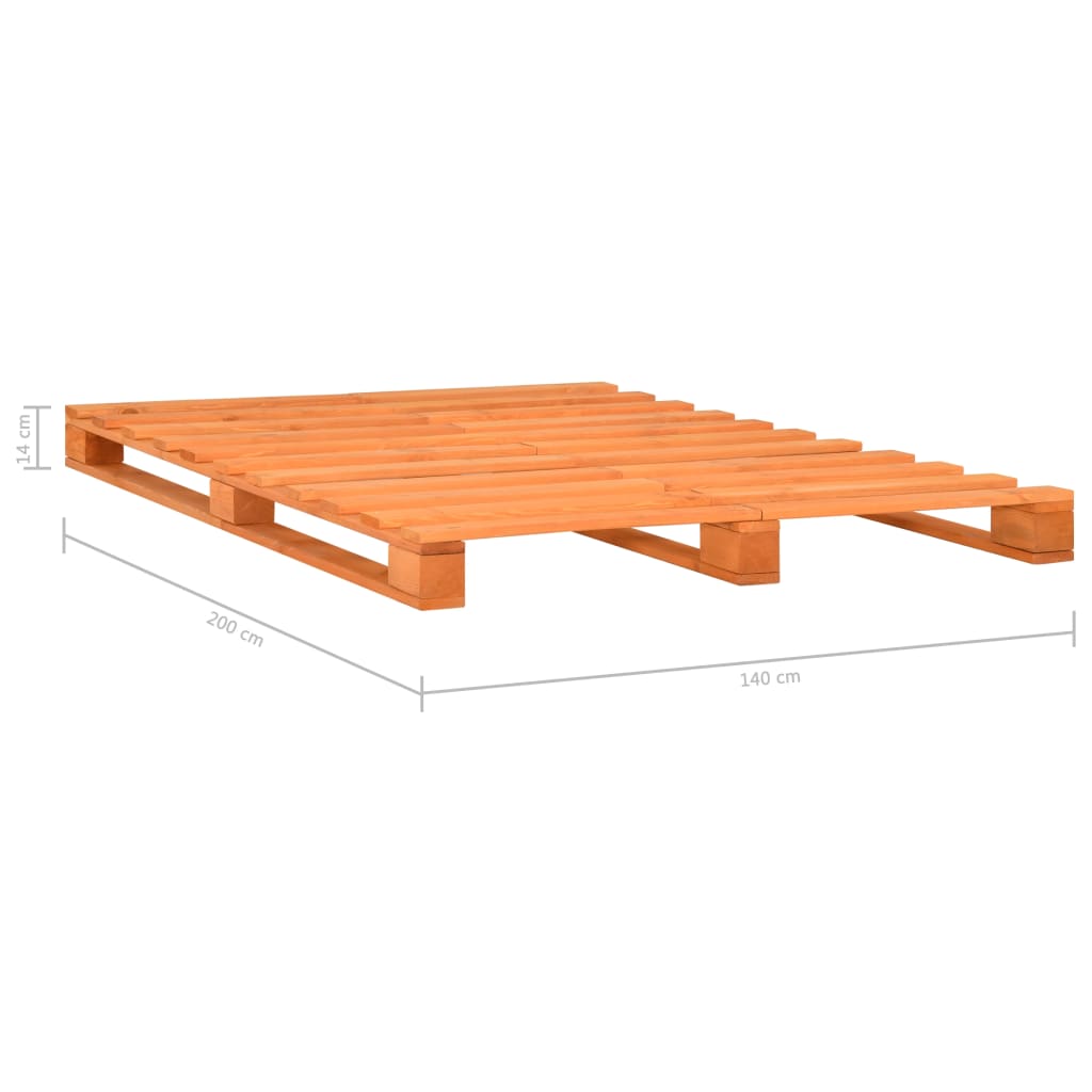 vidaXL Pallet Bed Frame Brown Solid Pine Wood 140x200 cm
