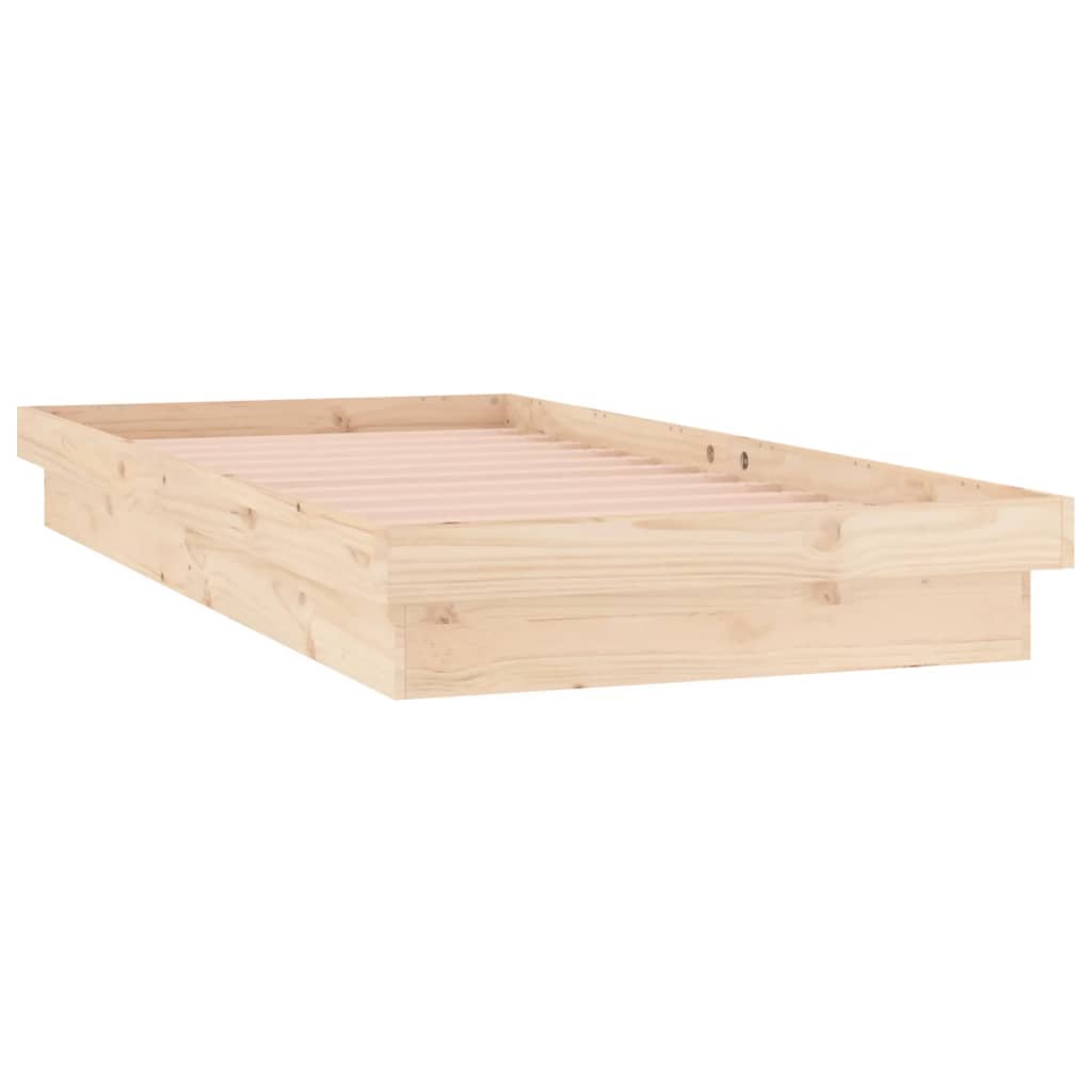 vidaXL LED Bed Frame 90x190 cm Single Solid Wood