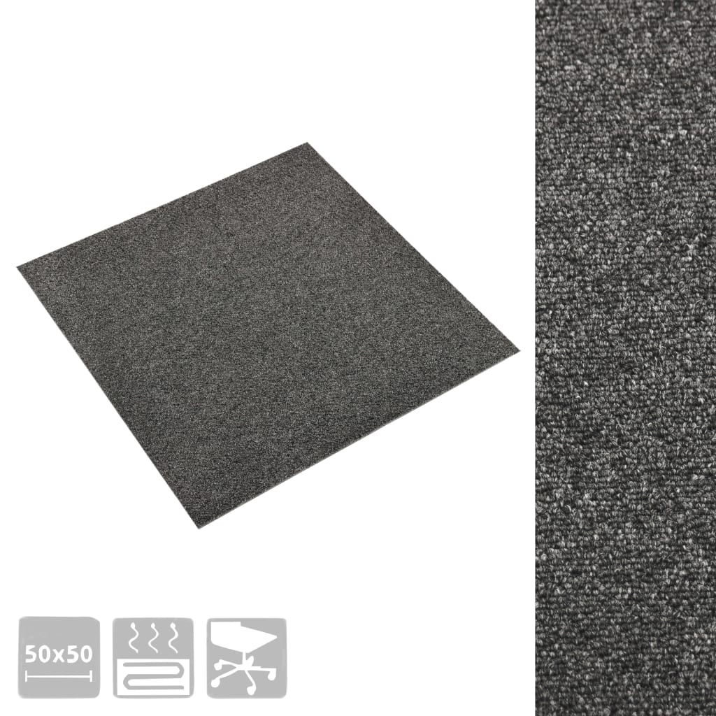 vidaXL Carpet Floor Tiles 20 pcs 5 m² 50x50 cm Anthracite