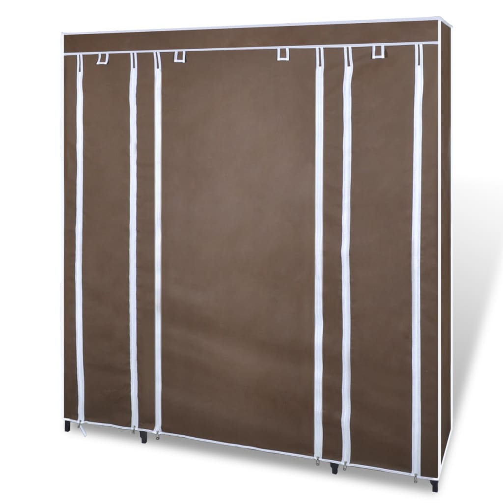 vidaXL Fabric Wardrobe with Compartments and Rods 45x150x176 cm Brown