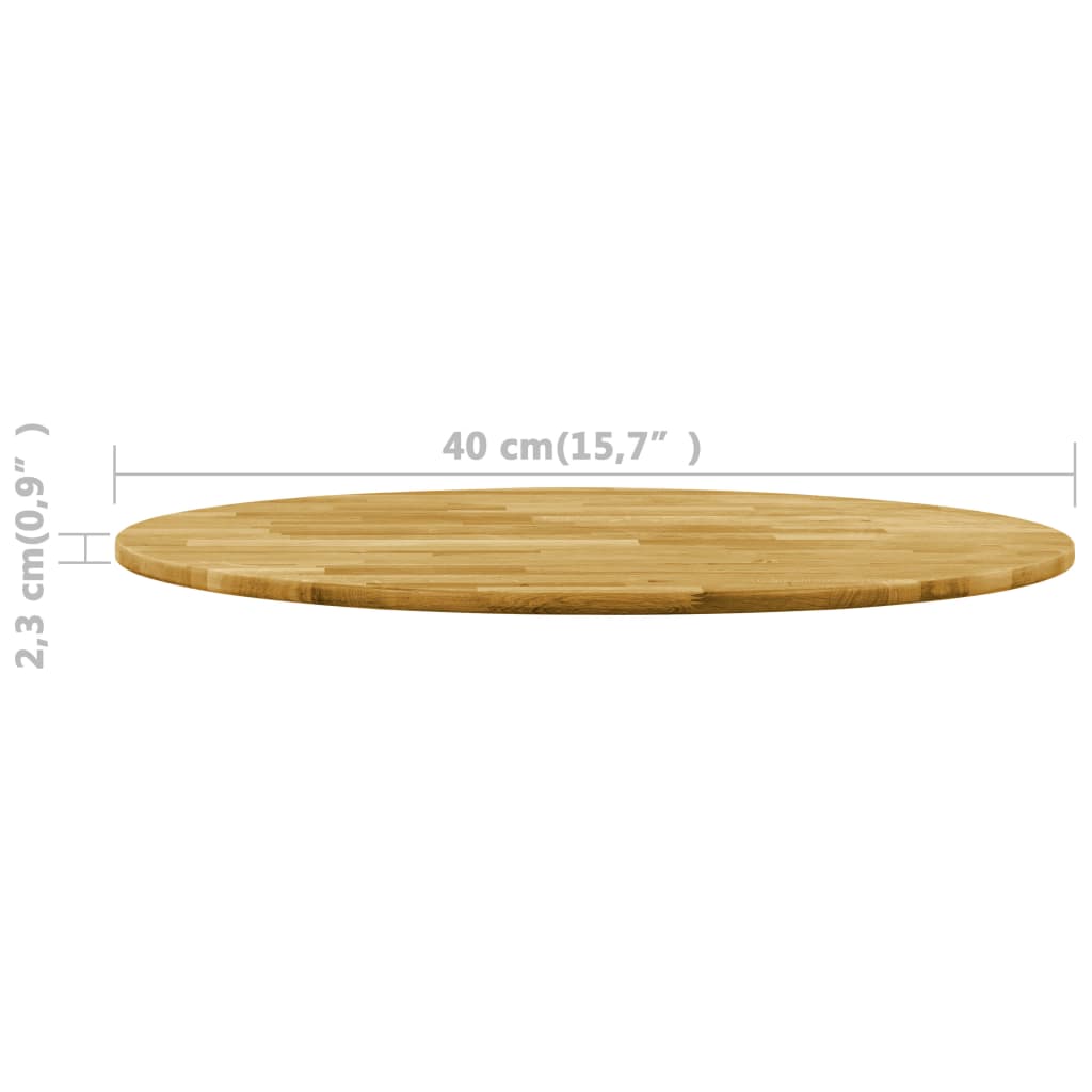 vidaXL Table Top Solid Oak Wood Round 23 mm 400 mm