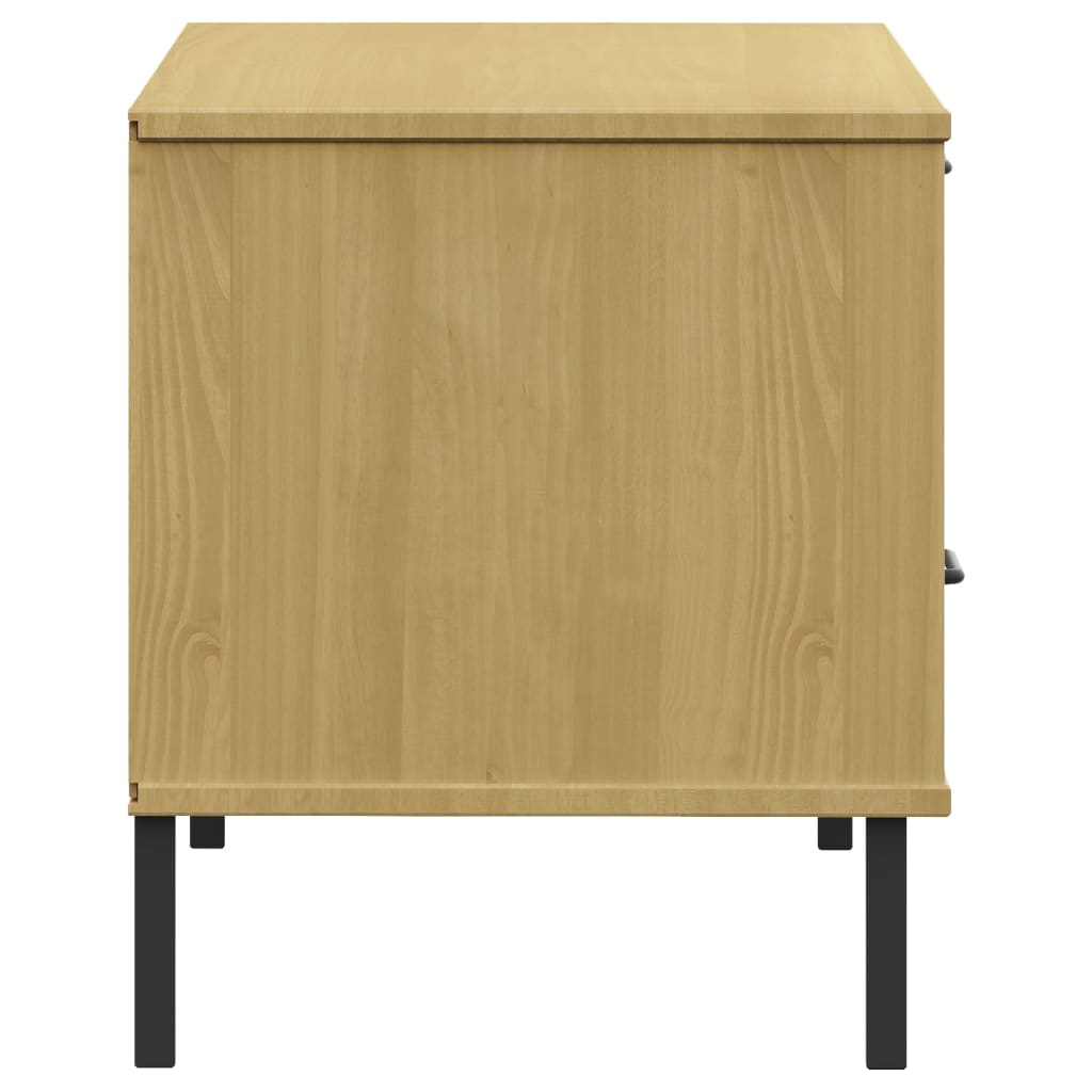 vidaXL TV Cabinet with Metal Legs Brown Solid Wood Pine OSLO