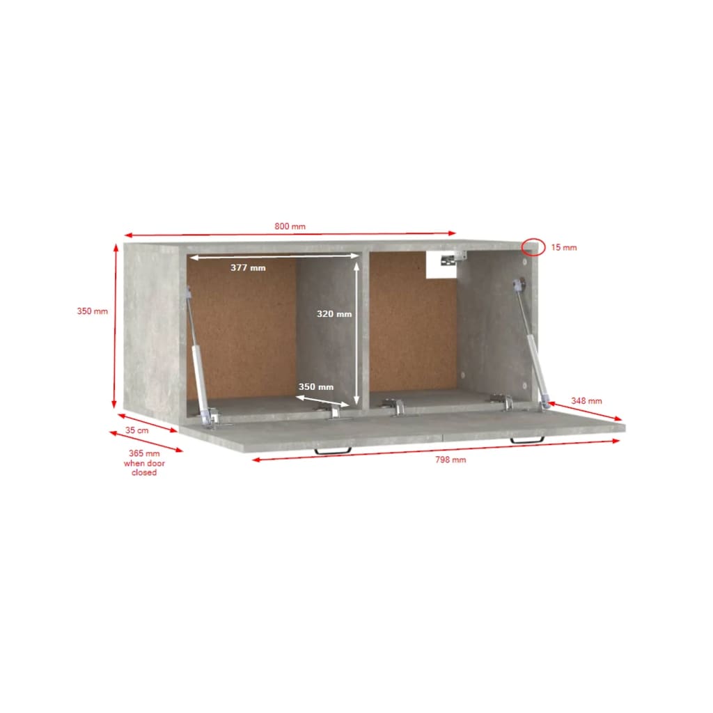 vidaXL Wall Cabinet Concrete Grey 80x35x36,5 cm Engineered Wood