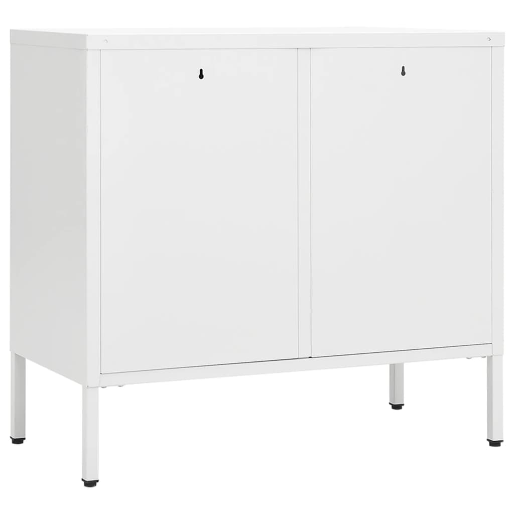 vidaXL Sideboard White 75x35x70 cm Steel and Tempered Glass