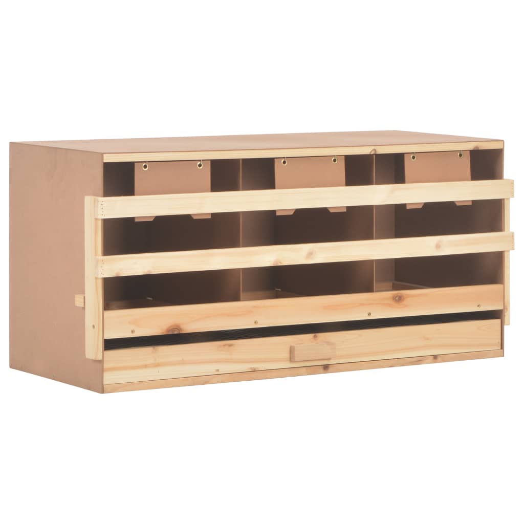 vidaXL Chicken Laying Nest 3 Compartments 96x40x45 cm Solid Pine Wood