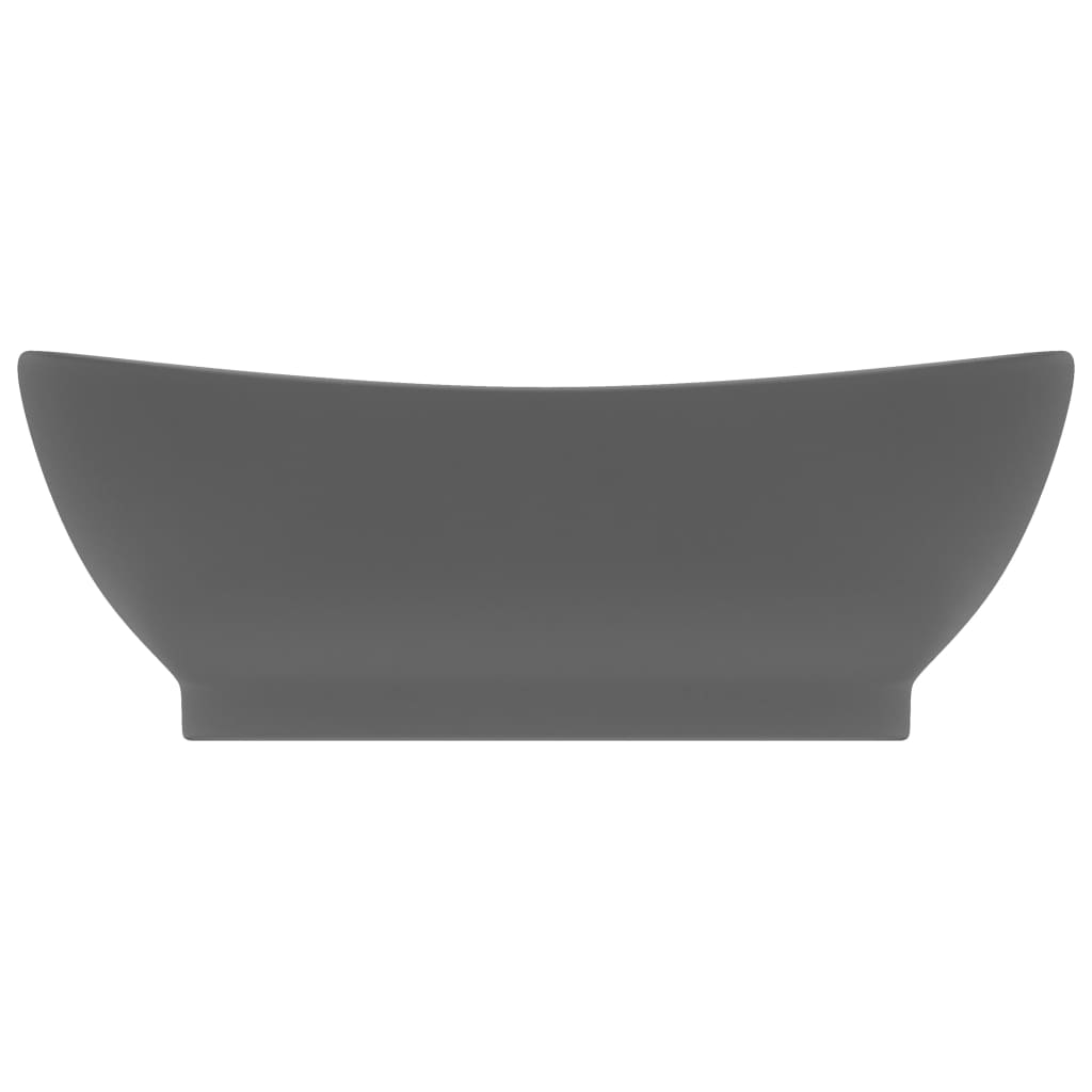 vidaXL Luxury Basin Overflow Oval Matt Dark Grey 58.5x39 cm Ceramic