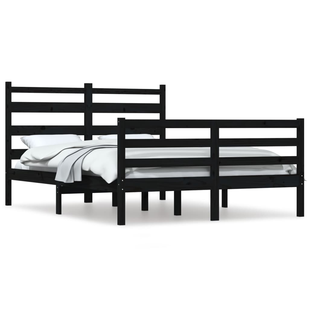 vidaXL Bed Frame Solid Wood Pine 120x200 cm Black