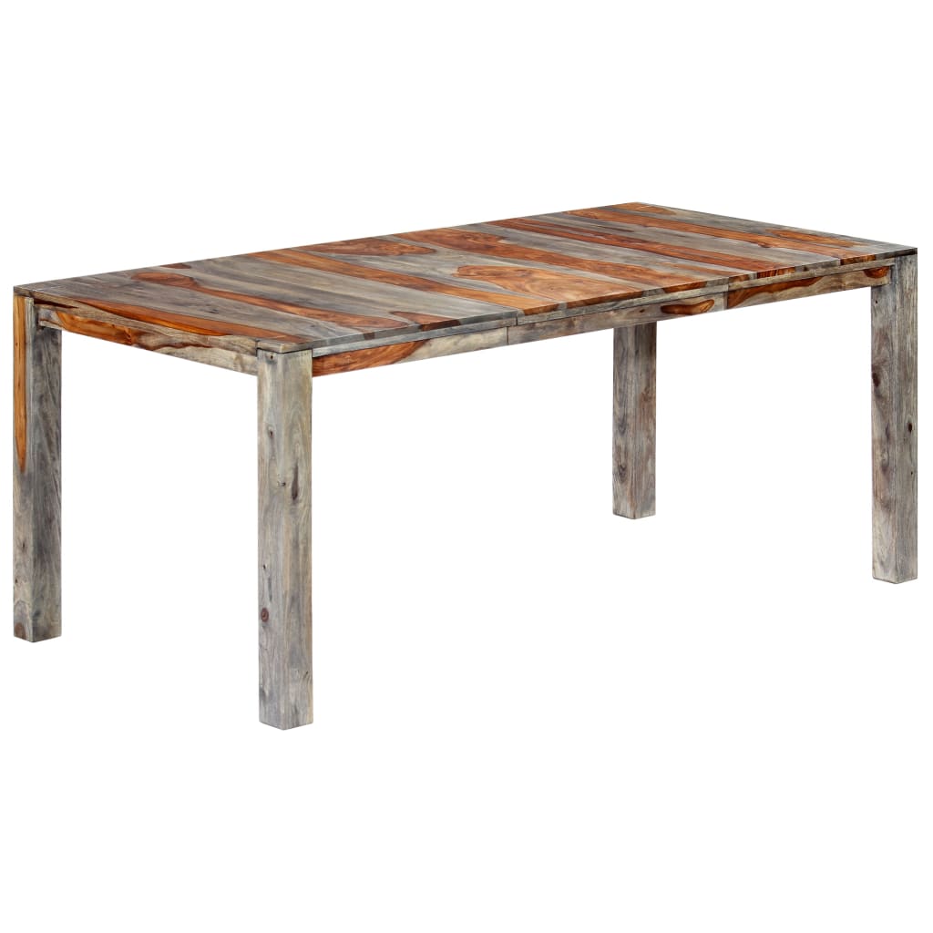 vidaXL Dining Table Grey 180x90x76 cm Solid Sheesham Wood