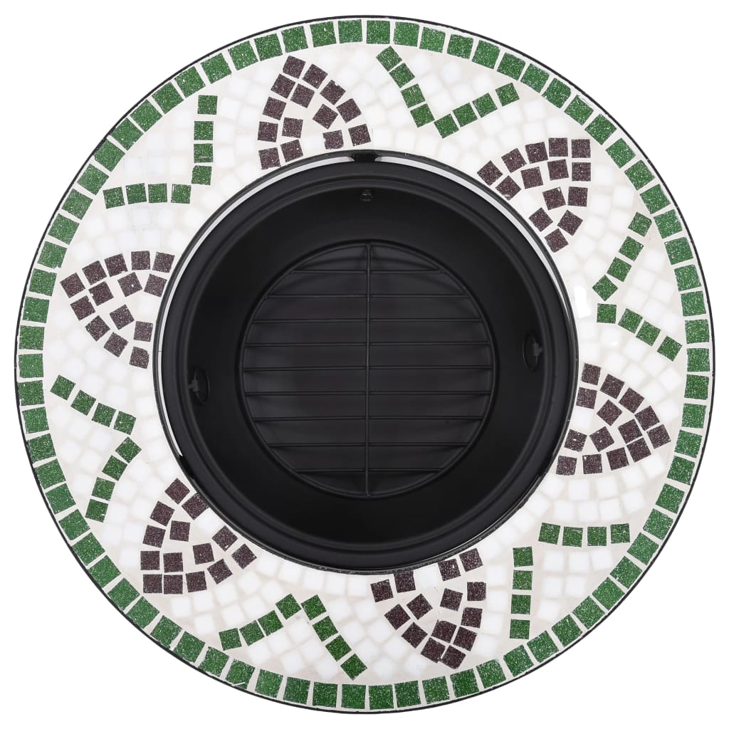 vidaXl Mosaic Fire Pit Green 68cm Ceramic