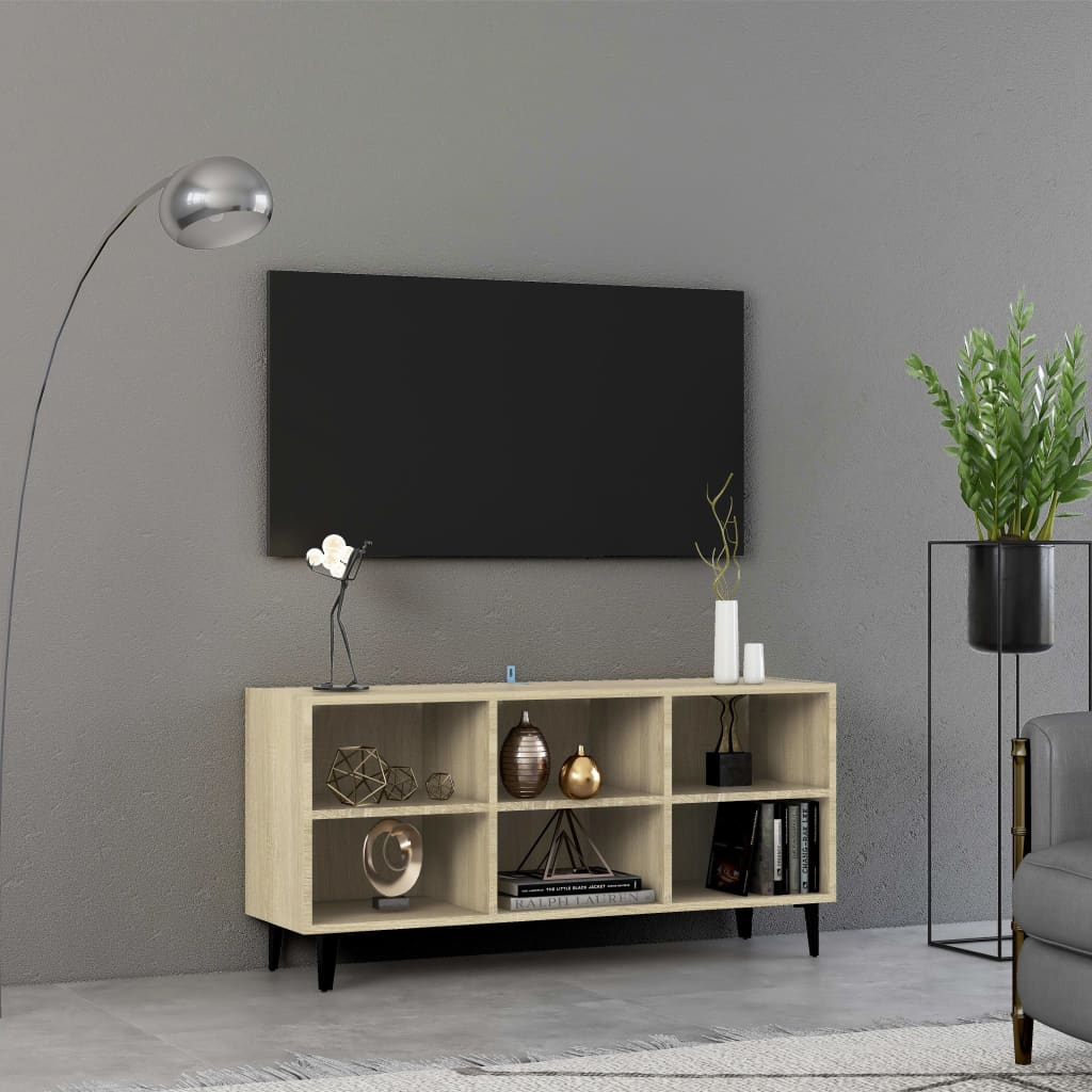 vidaXL TV Cabinet with Metal Legs Sonoma Oak 103.5x30x50 cm