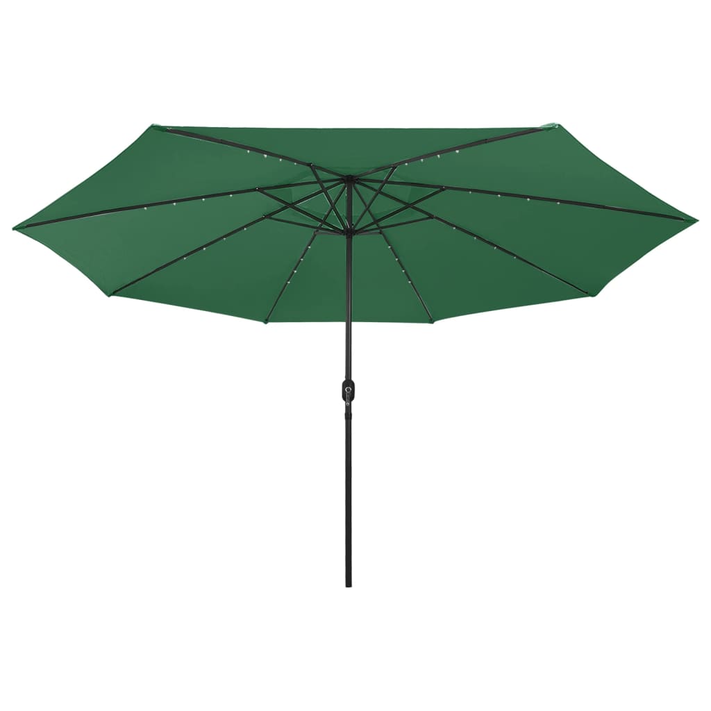 vidaXL Outdoor Parasol with LED Lights and Metal Pole 400 cm Green